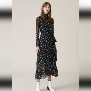 Ganni Tilden mesh Whimsical wrap skirt Floral Bohemian Size 40